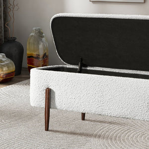 English Elm Sarna Boucle Upholstered Storage Bench with Lift Top for Bedroom or Entryway B183P255305
