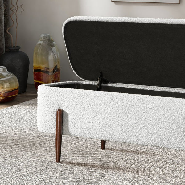 English Elm Sarna Boucle Upholstered Storage Bench with Lift Top for Bedroom or Entryway B183P255305