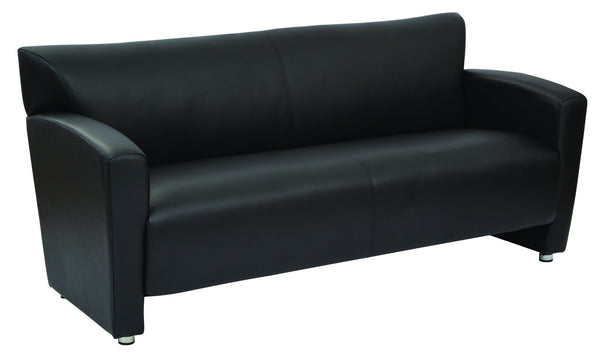 OSP Home Furnishings Loveseat for Two in Faux Leather with Silver Post Legs Modern Contemporary Seating Sofa SL2913S-U6