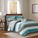 Madison Park Essentials Saben Casual 9 Piece Comforter Set with Cotton Bed Sheets MPE10-694 Aqua