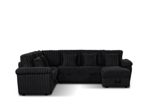 English Elm 103-inch U-shaped Corduroy Sectional with Sleeper Storage and Built-in Corner Table W2564S00140
