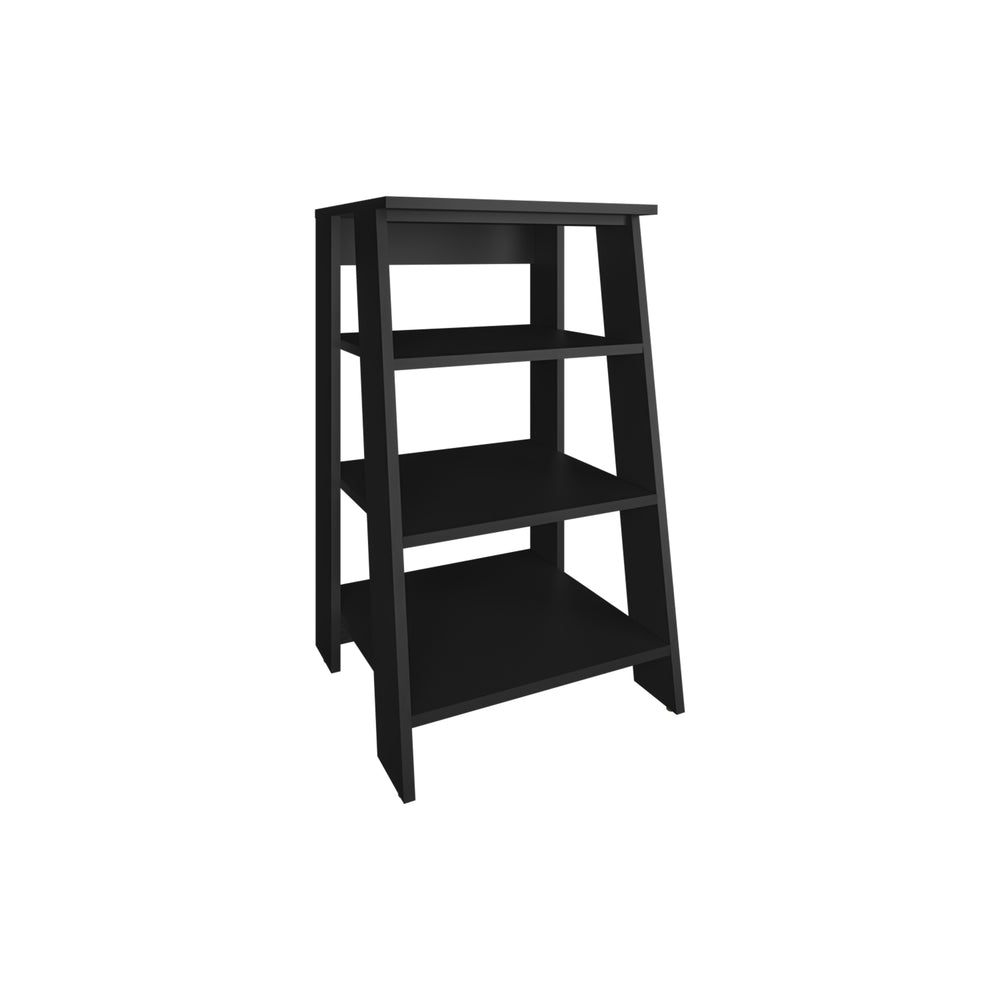 English Elm Linen Vertical Storage Cabinet 29.7"H with Four Open Shelves and Sturdy Legs for Compact Rooms Black 34.65 L x 18.5 W x 3.15 H B097P250830