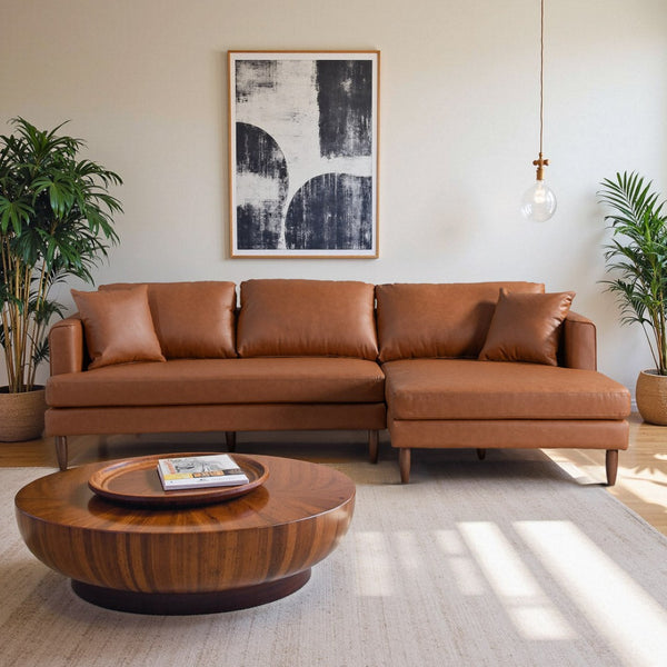 English Elm Blake Mid-century L-shaped Vegan Leather Sectional for Spacious Living Rooms B183S00196