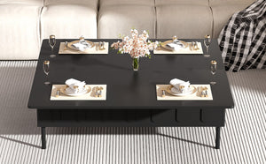 English Elm Vibe Haus Lift-Top Coffee Table: Multi-Functional Design With Hidden Storage & Drawers N724P292514B-GIGA