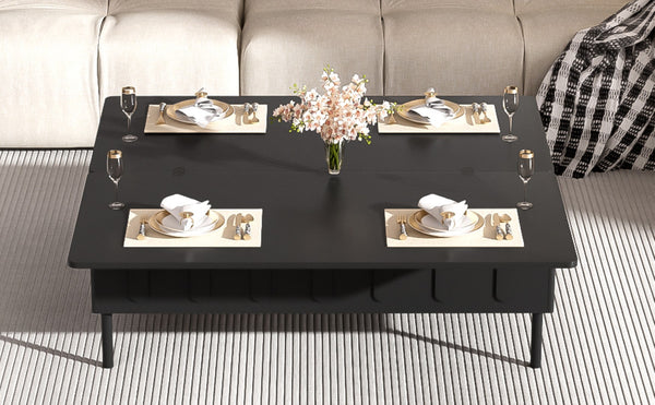 English Elm Vibe Haus Lift-Top Coffee Table: Multi-Functional Design With Hidden Storage & Drawers N724P292514B-GIGA