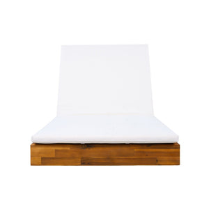 English Elm Boat-shape Acacia Wood Outdoor Chaise Lounge Slatted Teak Finish Poolside Recliner Cream,Teak N770P380117T_N770P253018C