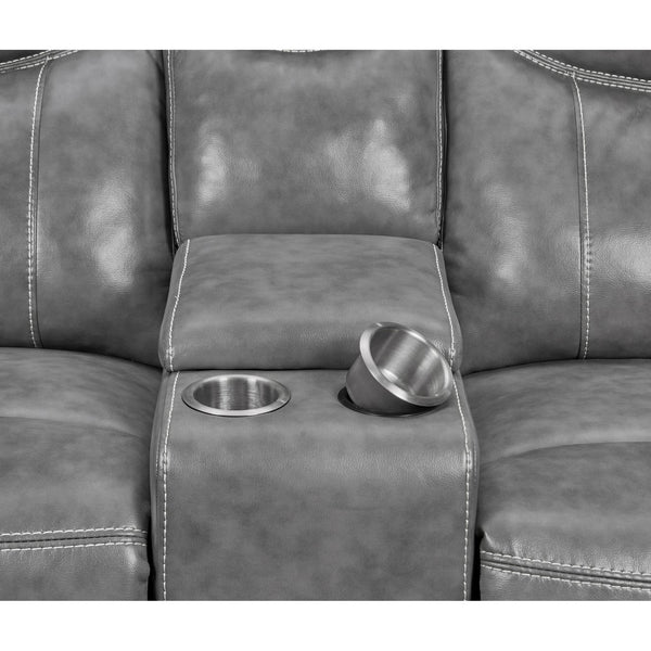 English Elm Carmen Luxe Faux Leather Cool Grey Motion Loveseat with Dual Recline, Storage & Plush Cushioningcomfort B062P357777