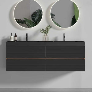English Elm Emilia 60 Inch Freestanding Oak Vanity with Ceramic Sink and Soft Close Drawers W1865S00218