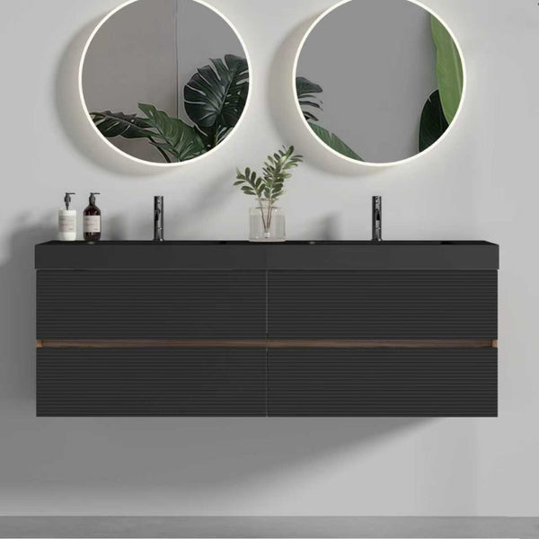 English Elm Emilia 60 Inch Freestanding Oak Vanity with Ceramic Sink and Soft Close Drawers W1865S00218