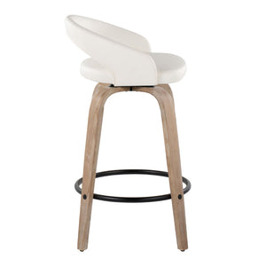 English Elm Fixed-height Swivel Counterstools Whitewashed Wood Faux Leather Kitchen Seating Pair B202S01831