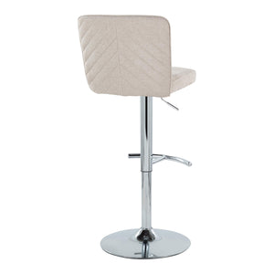 English Elm Henry Contemporary Adjustable Barstool with Swivel, Chevron Tufted Fabric Seat and Chrome T Footrest Set of 2 Beige B202S00937