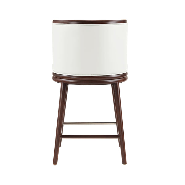 English Elm Evalyn Upholstered White Leatherette Counter Stool with Beech Wood Legs, Foam-Padded, Commercial Grade B365P398056