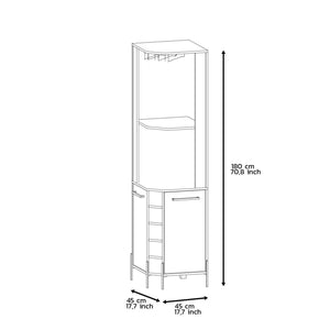 English Elm Corner Bar Cabinet with Ten Built-In Wine Slots, Cup Rack & Spacious Top Shelf for Entertaining Beige 28.74 L x 22.44 W x 4.72 H B097S00170