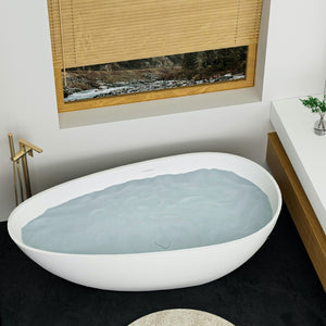 English Elm 67" Engineered Stone Resin Soaking Tub Freestanding Spa Bath Matte White Finish W1573P175001