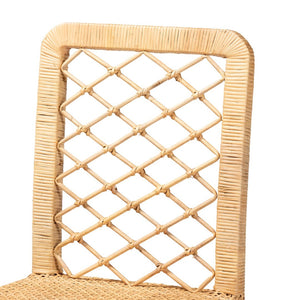 English Elm Modern Rattan Openwork Backrest Counter Stool Mahogany Frame for Kitchen Islands B2750P420358