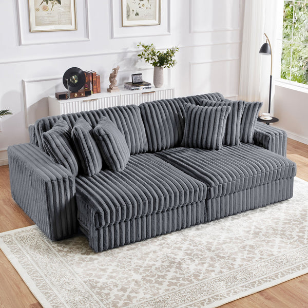 English Elm M086 Power Sectional Sleeper Loveseat with Chaise USB Ports Storage High-Density Foam Comfort DARK GREY W1805S00117