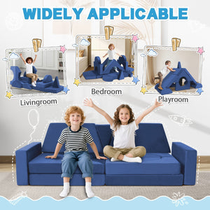 English Elm 14pcs Modular Foam Play Couch Set Convertible Toddler Fort Builder for Playrooms Blue T5880P493446