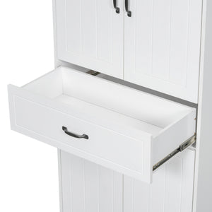 English Elm Christopher Knight Home® - Bathroom Storage Cabinet with Doors Drawer & Dual Laundry Baskets, MDF Build, Adjustable Shelf, Anti-Tip Device White N759P243350K