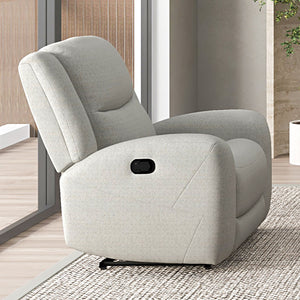 English Elm Beige Manual Recliner - Transitional Style With High-Density Foam, Contoured Arms & Wide Seat Comfort B2741P385046