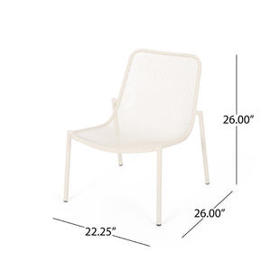English Elm Kincaid Outdoor Iron Mesh Conversation Set Rust Resistant Patio Chairs with Side Table White N775P392159W