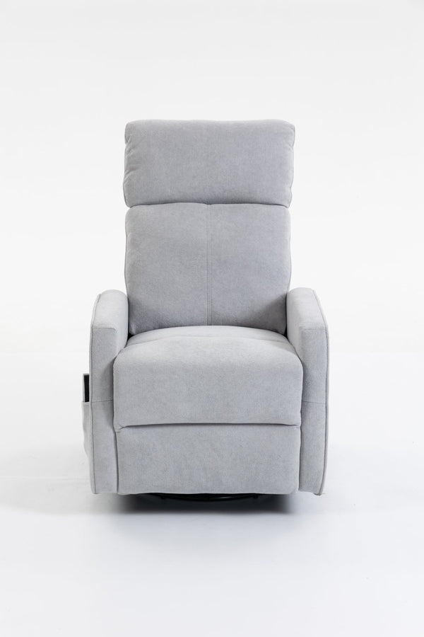 English Elm Short Plush Swivel Recliner Armchair with 360 Degree Rotation for Living Room Grey W547P437355