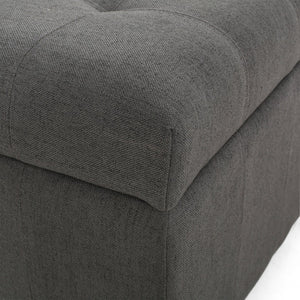 English Elm Upholstered Waffle Tufted Storage Ottoman with Birch Legs for Modern Living Rooms N757P377356E