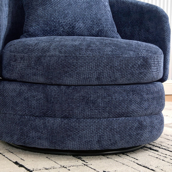 English Elm 30"w Swivel Barrel Accent Chair Chenille Upholstered Club Seat for Living Room Reading Navy W3118P462482