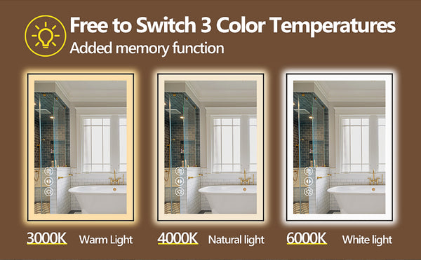 English Elm 20X28 Inch Frameless Led Bathroom Mirror - Smart Anti-Fog, Dimmable Lighting & Durable Design T3757P346981