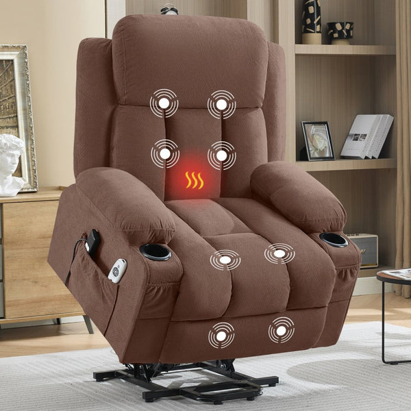English Elm Power Lift Fabric Recliner with Heat Massage Usb Port and Remote for Seniors W1521P458854