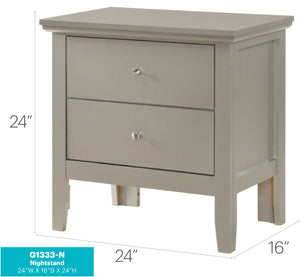 English Elm Elegant Silver Nightstand with Two Drawers, 24"H Compact Accent Table, Assembly-Free, Sleek Finish Champagne 19 L x 28 W x 26 H B078107983