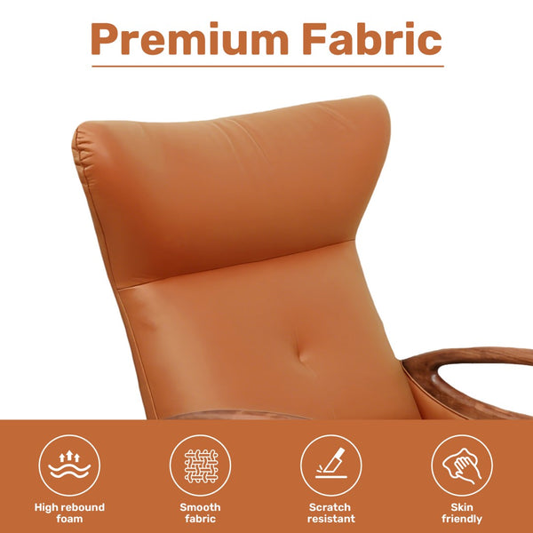 English Elm Power Reclining Swivel Chair Eco Leather Oak Armrests 260 Degree Lounge Seating Orange W3795P502502