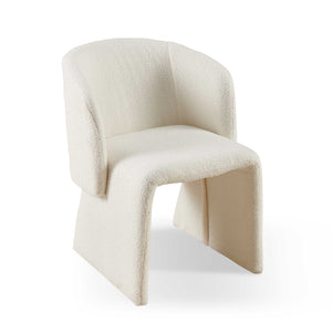 English Elm Modern Boucle Dining Chair Upholstered Teddy Accent Seat for Living Room Bedroom Office Comfortably Chic Off White W1164P190832