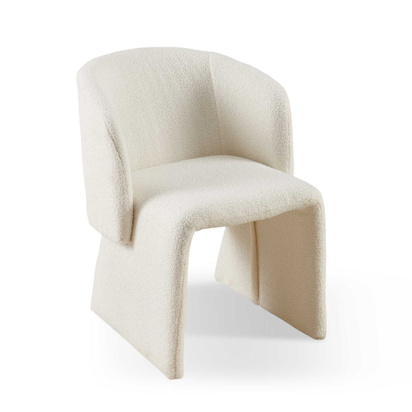 English Elm Modern Boucle Dining Chair Upholstered Teddy Accent Seat for Living Room Bedroom Office Comfortably Chic Off White W1164P190832