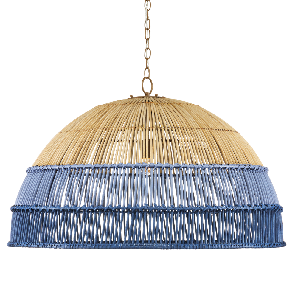 Senjyo Blue Pendant Light – Contemporary Handcrafted Dome Fixture in Khaki and Blue for Indoor Use
