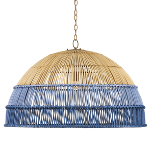 Senjyo Blue Pendant Light – Contemporary Handcrafted Dome Fixture in Khaki and Blue for Indoor Use