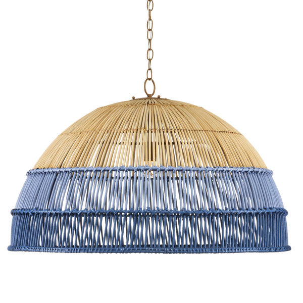 Senjyo Blue Pendant Light – Contemporary Handcrafted Dome Fixture in Khaki and Blue for Indoor Use