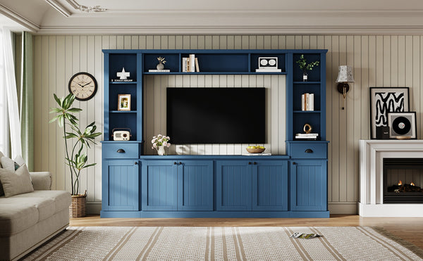 English Elm Minimalist Modular Wall Unit Four Piece Entertainment System Fits Tvs up to 75 Inches SD000031AAC