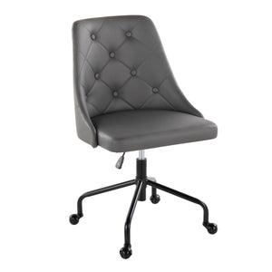 English Elm Marche Contemporary Adjustable Office Chair with Button-Tufted Faux Leather, Swivel Casters, Chic Comfort Grey B202P223944