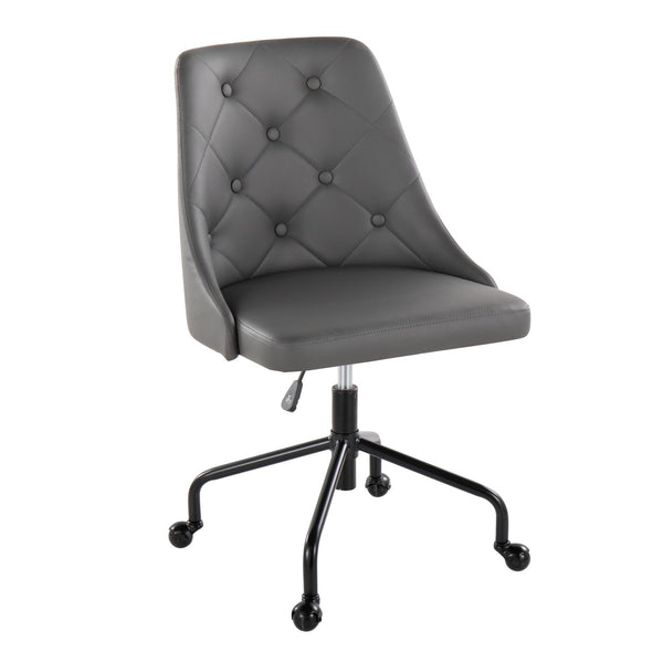 English Elm Marche Contemporary Adjustable Office Chair with Button-Tufted Faux Leather, Swivel Casters, Chic Comfort Grey B202P223944
