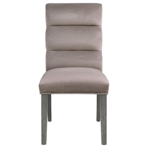 English Elm Highmore Stone Velvet Upholstered Dining Side Chair with Tufted Foam Back and Cool Gray Legs - Set of 2 taupe B062P299896