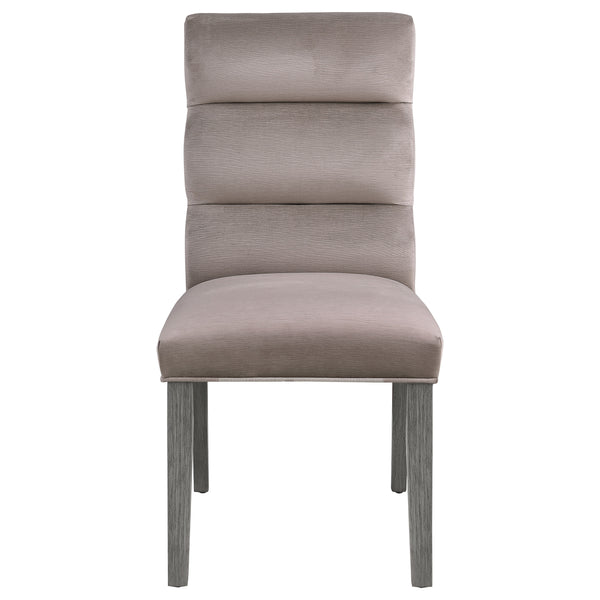 English Elm Highmore Stone Velvet Upholstered Dining Side Chair with Tufted Foam Back and Cool Gray Legs - Set of 2 taupe B062P299896