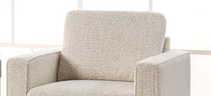 English Elm 1pc Coastal Blue-Gray Accent Chair with Patterned Fabric, Medium Density Foam, Wooden Legs, Chic Transitional Design Off White 41 L x 36 W x 23 H B2741P378510