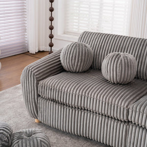 English Elm Modern Corduroy Sofa Couch - 84" Stylish Grey Sectional Love Seat For Apartment & Home Office Comfort W2363S00077