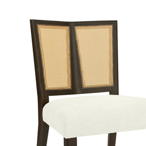 English Elm Christopher Knight Home® - Rattan Mid-Century Dining Chair Set of 2 with Woven Cane Back, Upholstered High-Density Seat Cushion Beige,Dark Brown N771P254006O