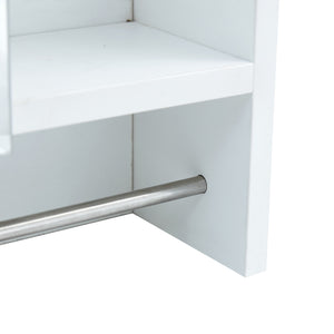 English Elm Bathroom Mirror Cabinet Wall Mounted with HD Mirror, 4 Compartments, Towel Rack, Moisture-Resistant Storage White W2984P228640