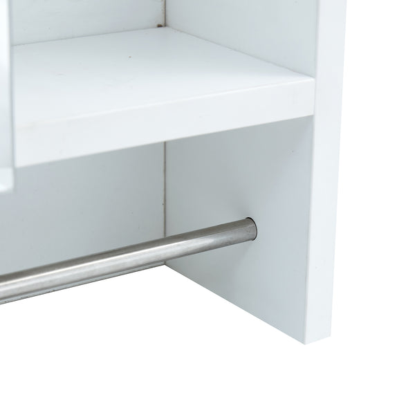 English Elm Bathroom Mirror Cabinet Wall Mounted with HD Mirror, 4 Compartments, Towel Rack, Moisture-Resistant Storage White W2984P228640