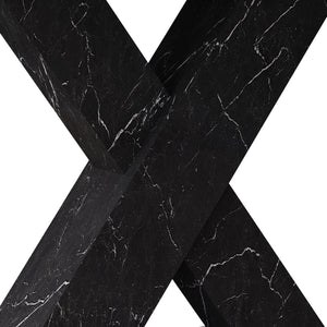 English Elm Modern Rectangle Dining Table - Stretchable White Marble Top With Black X-Leg Design For Stylish Dining W757P242764
