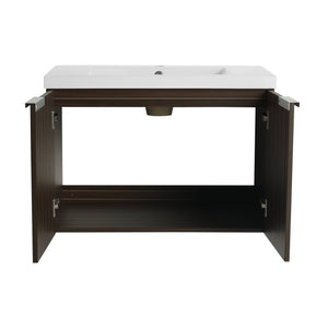 English Elm 30 Inch Silver-Brown Stripe Wall-Mounted Vanity with Mid-Edge Resin Sink, Soft-Close Doors, Ample Storage W999P204951