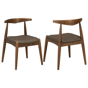 English Elm [video] Rubberwood Dining Chairs Set of 2 Faux Leather Ergonomic Retro Splayed Leg Design Brown,Walnut N759P386879D