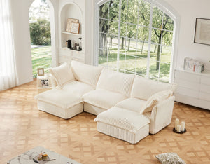 English Elm Slipcovered U-Shape Sectional Sofa – Modular Deep Seat Couch With Plush Pillows For Ultimate Comfort W3041S00023-GIGA